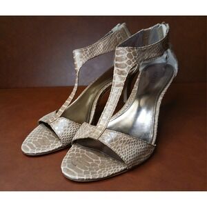 Afani stiletto 3' sandles CROCODILE‎ PRINT open toe leather sole Size 8 M #1194